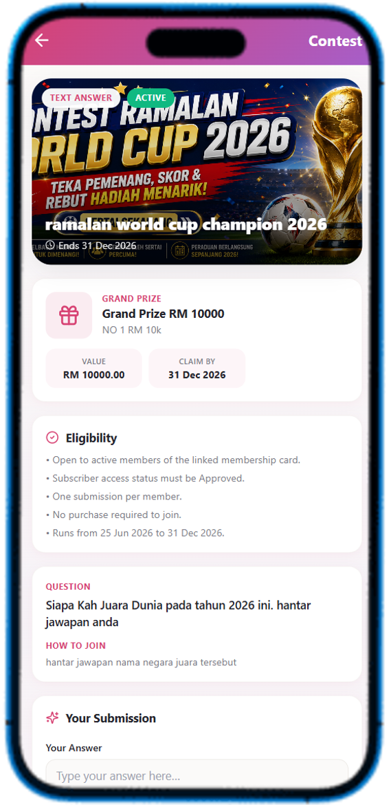Ayoha Engage contest programme screen