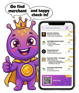 Ayoha mascot showing the merchant marketplace