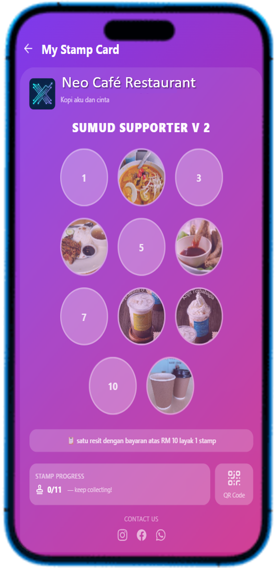 Ayoha Engage digital stamp card screen