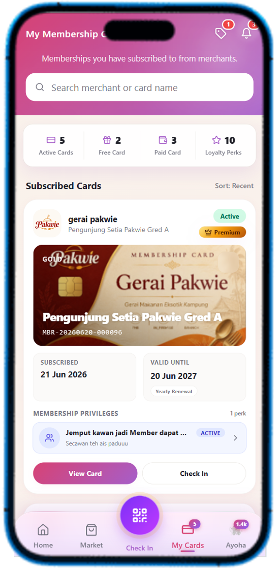 Ayoha Engage membership wallet