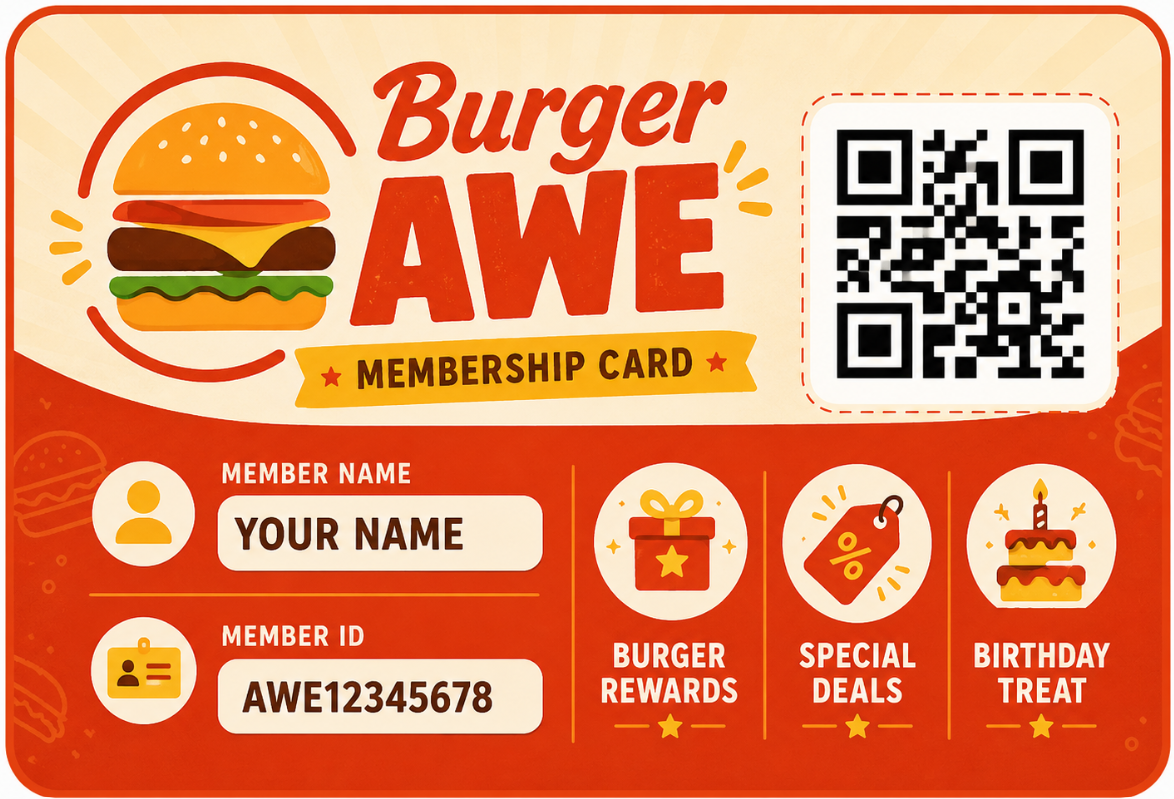 Burger Awe membership card