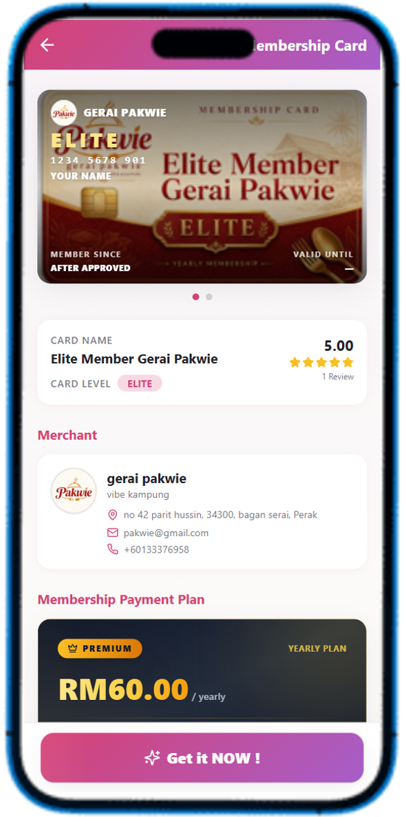 Buy a membership card inside Ayoha Engage