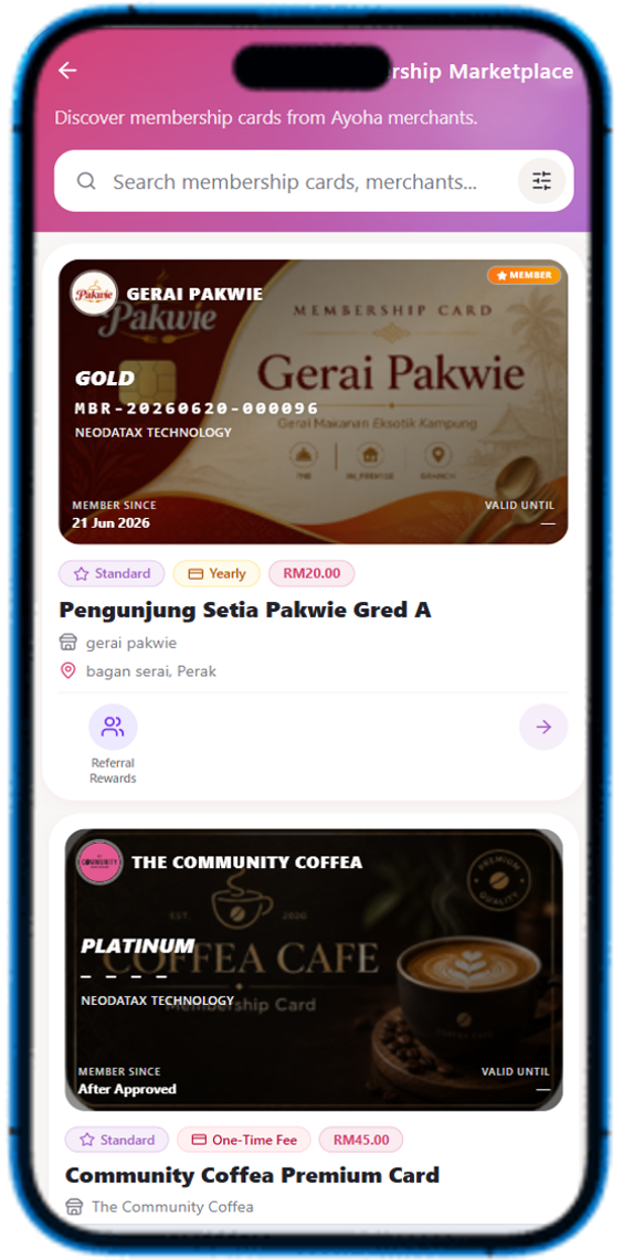Ayoha Engage marketplace on mobile