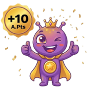Ayoha mascot celebrating +10 points